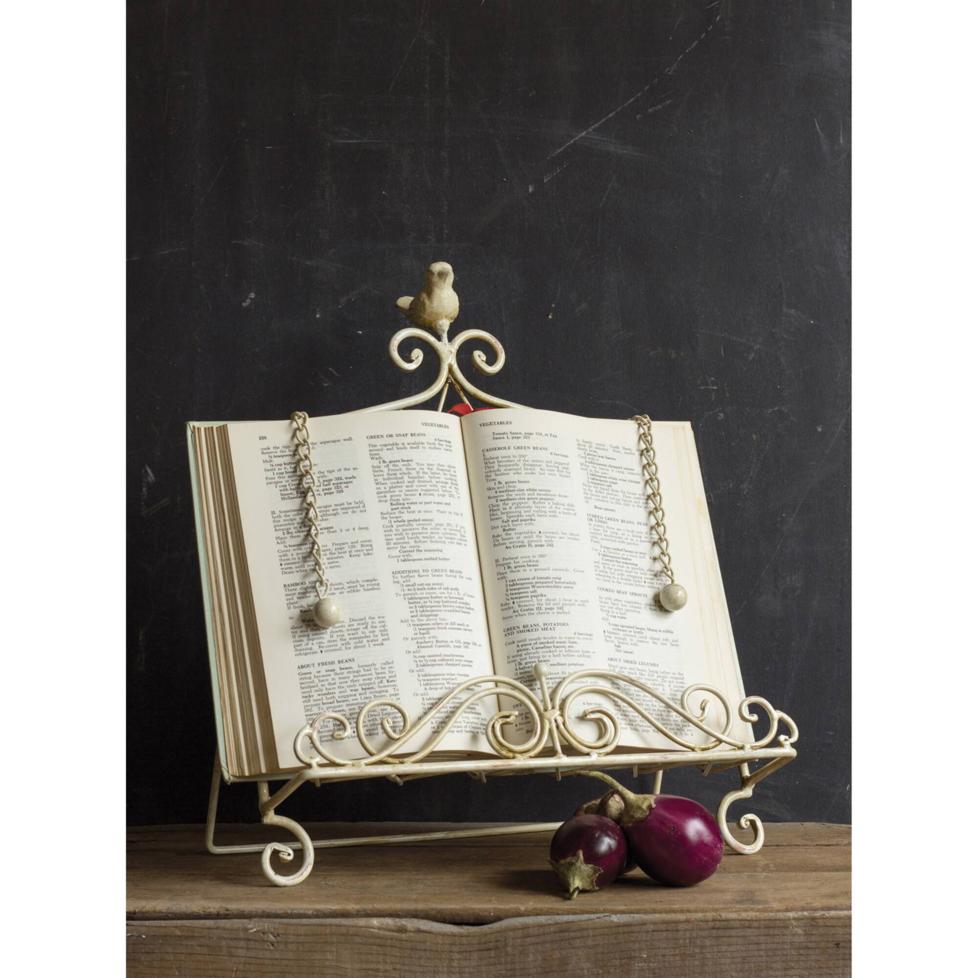 Hello Honey® Cream Finish Metal Cookbook Holder with Bird
